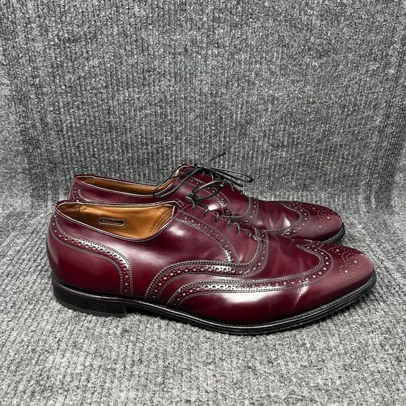 Allen Edmonds Lloyd Wingtip Brogue Oxford Dress Shoes Burgundy Leather Mens 15 D - Picture 1 of 9
